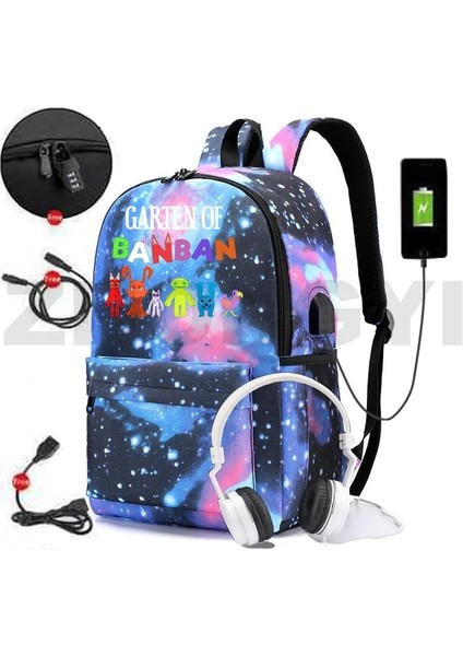 882-GXBU-H4 Banban Of Komik Oyun Garten 2 USB Şarj Anti Hırsızlık Sırt Çantaları Erkekler Açık Spor Seyahat Okul Çantaları Büyük Kapasiteli Iş Çantası (Yurt Dışından)