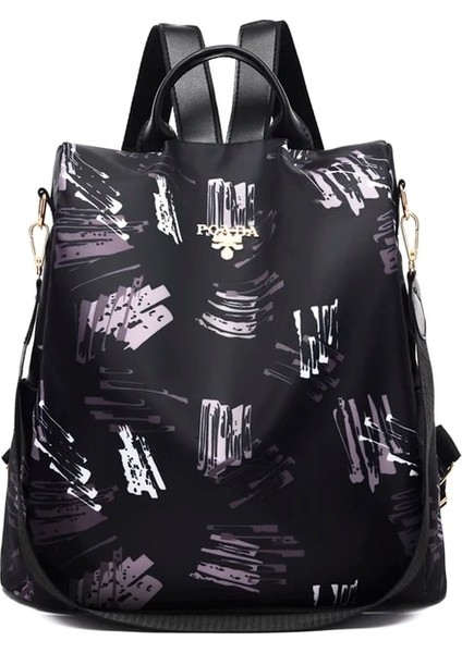 Beyaz Graffiti Yeni Moda Anti Hırsızlık Kadın Sırt Çantası Dayanıklı Kumaş Oxford Okul Çantası Pretty Stil Kız Okul Sırt Çantası Kadın Seyahat Sırt Çantası (Yurt Dışından)