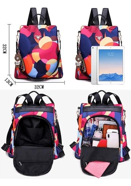 Beyaz Graffiti Yeni Moda Anti Hırsızlık Kadın Sırt Çantası Dayanıklı Kumaş Oxford Okul Çantası Pretty Stil Kız Okul Sırt Çantası Kadın Seyahat Sırt Çantası (Yurt Dışından) indirimleri