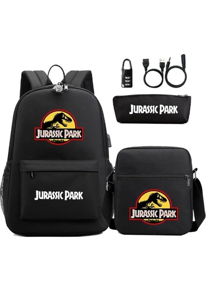 Resim Rengi 48CMX30CMX18CM 3 Adet/takım Jurassic World Park USB Anti-Hırsızlık Kilidi Erkek Kız Çocuklar Okul Kitap Çantası Seyahat Sırt Çantası Omuz Çantası Kalem Çantası Erkek Kadın (Yurt Dışından) fiyatları