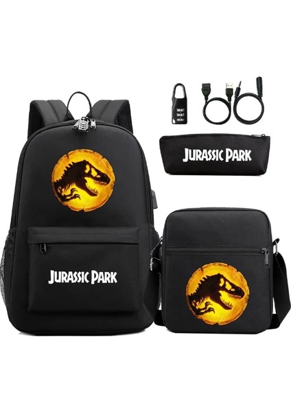 Resim Rengi 48CMX30CMX18CM 3 Adet/takım Jurassic World Park USB Anti-Hırsızlık Kilidi Erkek Kız Çocuklar Okul Kitap Çantası Seyahat Sırt Çantası Omuz Çantası Kalem Çantası Erkek Kadın (Yurt Dışından) fırsatları