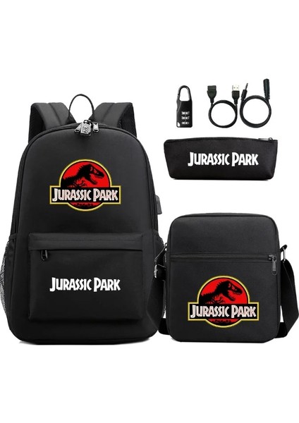 Resim Rengi 48CMX30CMX18CM 3 Adet/takım Jurassic World Park USB Anti-Hırsızlık Kilidi Erkek Kız Çocuklar Okul Kitap Çantası Seyahat Sırt Çantası Omuz Çantası Kalem Çantası Erkek Kadın (Yurt Dışından) indirimleri