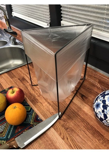 Özel Tasarım Her Poşetle Uyumlu Tezgah Üstü, Kamp, Piknik Çöp Poşeti Teli (Siyah)