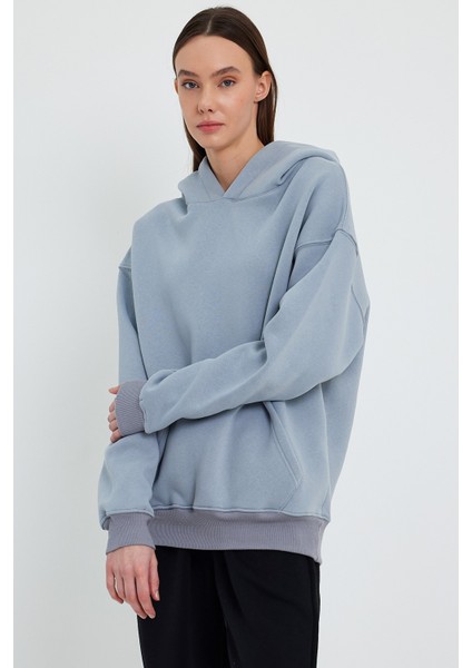Duman Hoodie, Oversize Hoodie, Kadın Hoodie, Kanguru Cepli Kapüşonlu fırsatları
