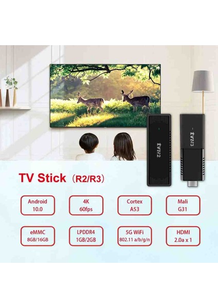 Tvr3 Box S Tv Stick Android Box 4K Android 13 Sürüm 2gb Ram 16GB Hafıza Wifi 2.4 Android Tv