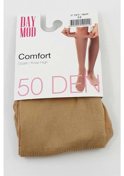 & Daymod Comfort 50 Den Sıkmayan Lastik Ten Rengi Orta Kalın 3 Çift Diz Altı Çorap