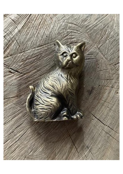 Küçük Kedi Taktak Antik Sarı Pirinç Kapı Tak Tak Kapı Tokmagı