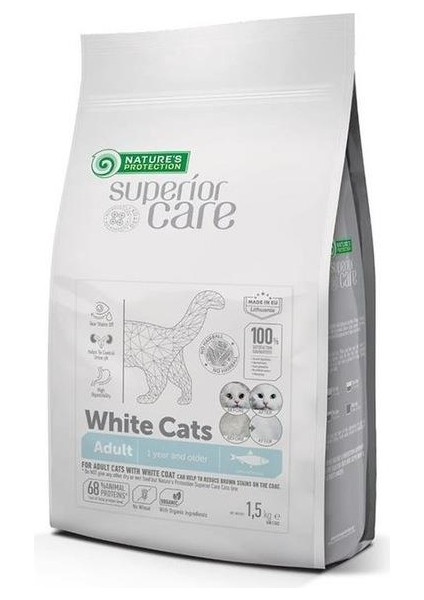 Nature's Protection Superior Care Beyaz Tüylü Kediler İçin Tahılsız Ringa Balıklı Kedi Maması 1,5kg