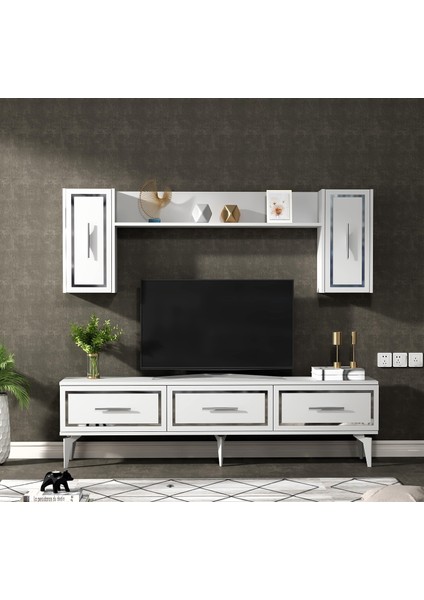 Vanessa Tv Ünitesi Takımı Beyaz - Gümüş fiyatları