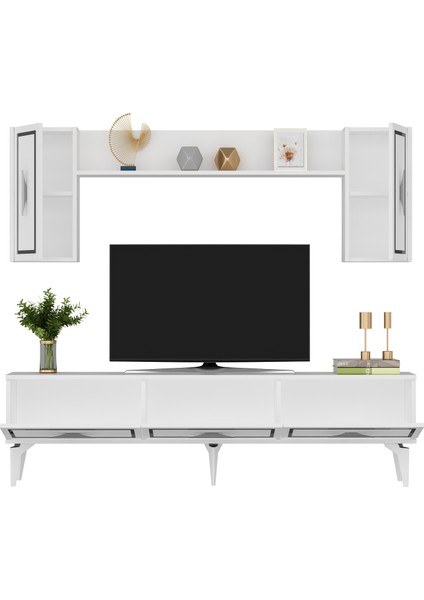 Vanessa Tv Ünitesi Takımı Beyaz - Gümüş fırsatları