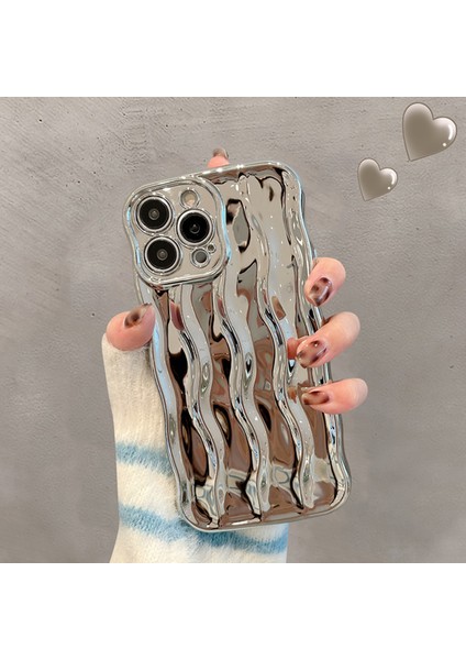 iPhone 14 Pro Water Ripple Desen Kıvırcık Dalga Çerçevesi Telefon Kılıfı (Yurt Dışından)