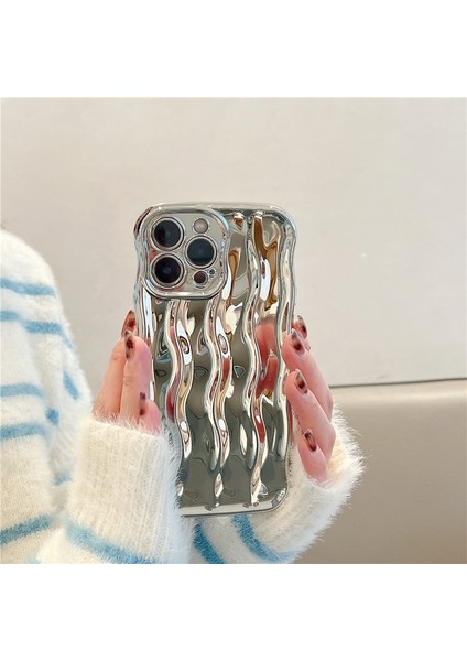 iPhone 14 Pro Water Ripple Desen Kıvırcık Dalga Çerçevesi Telefon Kılıfı (Yurt Dışından)