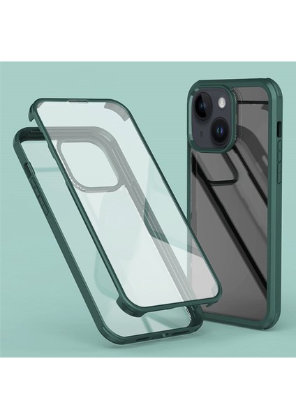 iPhone 15 Plus Çift Taraflı Kasa Temperli Cam + Silikon Çerçeve Telefon Kılıfı (Yurt Dışından)