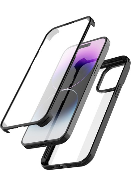iPhone 15 Plus Çift Taraflı Kasa Temperli Cam + Silikon Çerçeve Telefon Kılıfı (Yurt Dışından)