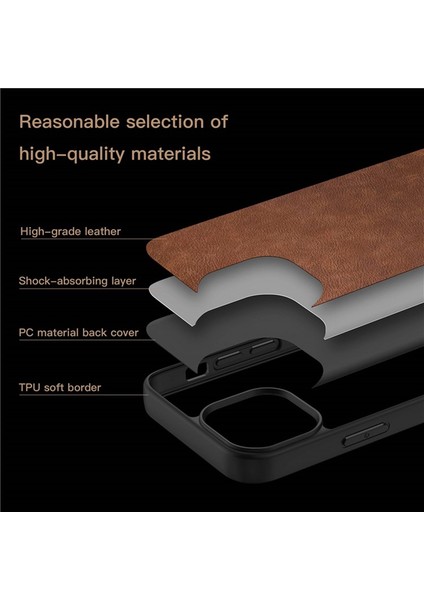 iPhone 15 Plus Pu Deri+Tpu+Pc Retro Telefon Kılıfı (Yurt Dışından)
