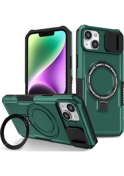 iPhone 14 Manyetik Kayar Lens Telefon Kılıfı (Yurt Dışından)