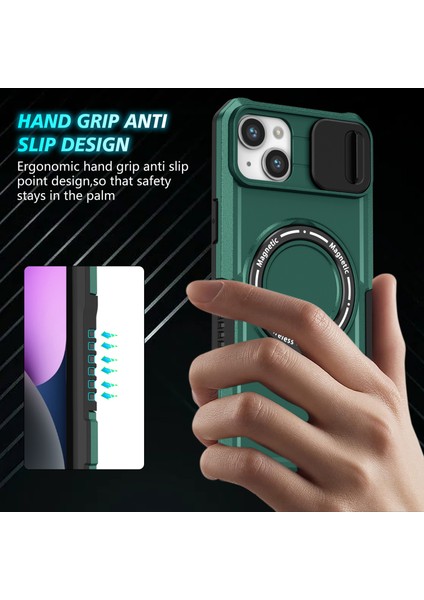 iPhone 14 Manyetik Kayar Lens Telefon Kılıfı (Yurt Dışından)