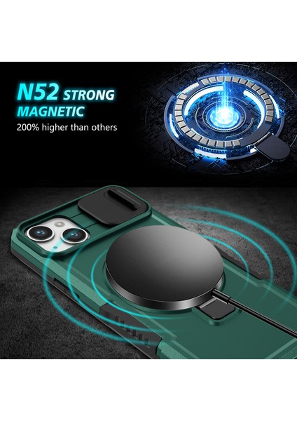 iPhone 14 Manyetik Kayar Lens Telefon Kılıfı (Yurt Dışından)