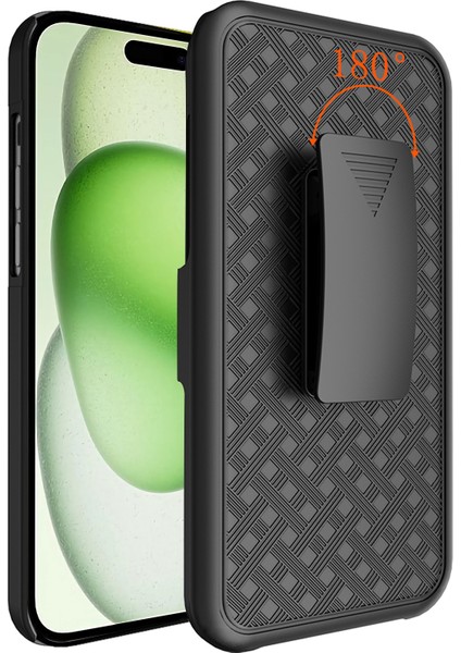 iPhone 15 Plus Pc+Tpu Kayar Ekran Döndürülebilir Klipli Telefon Kılıfı (Yurt Dışından)
