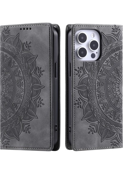 iPhone 13 Pro Max Otomatik Kapatma Deri Telefon Kılıfı (Yurt Dışından)