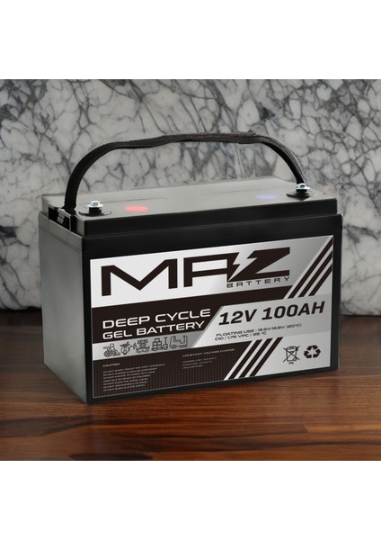 Maz Akü 12 Volt 100 Amper Deep Cycle Jel Akü 12V 100AH Yeni Ürün