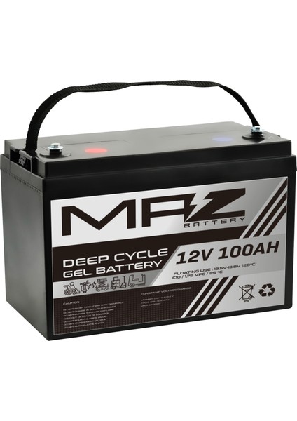 Maz Akü 12 Volt 100 Amper Deep Cycle Jel Akü 12V 100AH Yeni Ürün