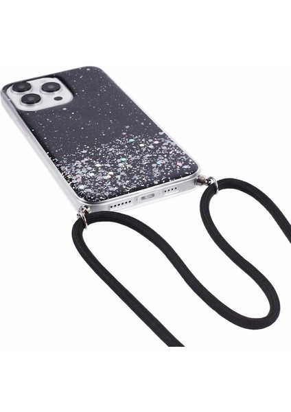 iPhone 14 Pro Max Cep Epoxy Tpu Lanyard Parıltı Telefon Kılıfı (Yurt Dışından)