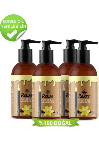 Vanilya Aromalı Masaj Yağı - 4 Paketlik Set - Doğal Rahatlatıcı Formül - 120 ml