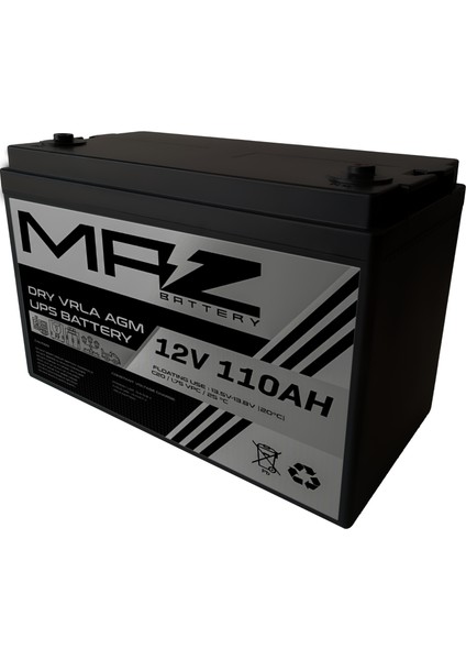 12 Volt 110 Amper (Ah) Kuru Agm Vrla Ups Akü Yeni Üretim