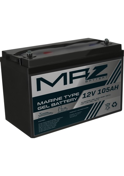 Maz Akü 12 Volt 105 Amper Marine Jel Akü 12V 105AH (Yeni Üretim)