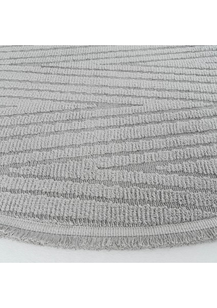 Newyork 3107 Gri Yumuşak Tuşe Halı Kilim Salon Koridor Kesme Yolluk Yuvarlak Dokuma Makine Halısı