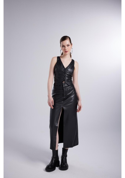 Vegan Deri Uzun Hera Deri Etek