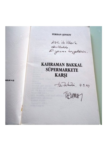 Kahraman Bakkal Süpermarkete Karşı - Imzalı-Ithaflı - Ilk Baskı - Ferhan Şensoy