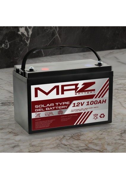 Maz Akü 12 Volt 100 Amper Solar Jel Akü 12V 100AH (Yeni Üretim)