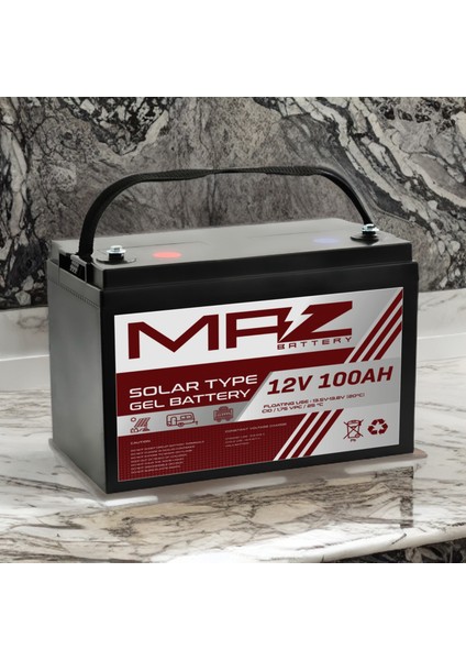 Maz Akü 12 Volt 100 Amper Solar Jel Akü 12V 100AH (Yeni Üretim)