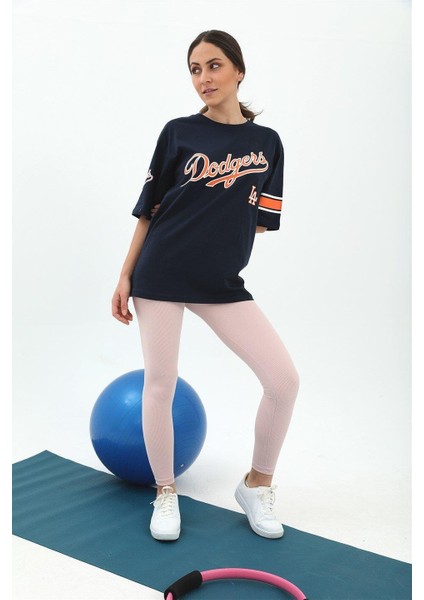 Ikili Takım Geniş Kemer Fitilli Tayt T-Shirt - Lacivert fiyatları