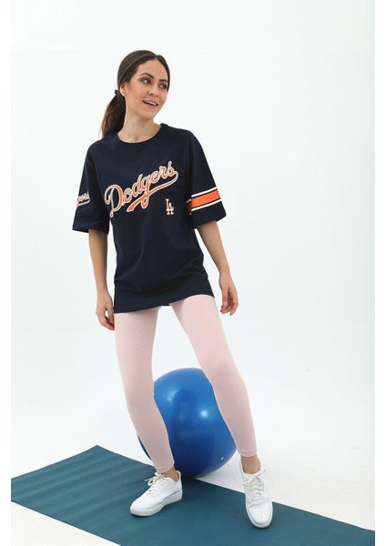 Ikili Takım Geniş Kemer Fitilli Tayt T-Shirt - Lacivert modelleri