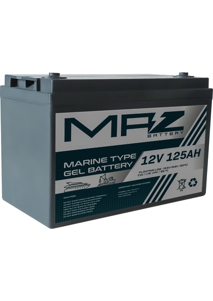 12 Volt 125 Amper Marine Jel Akü 12V 125AH (Yeni Üretim)
