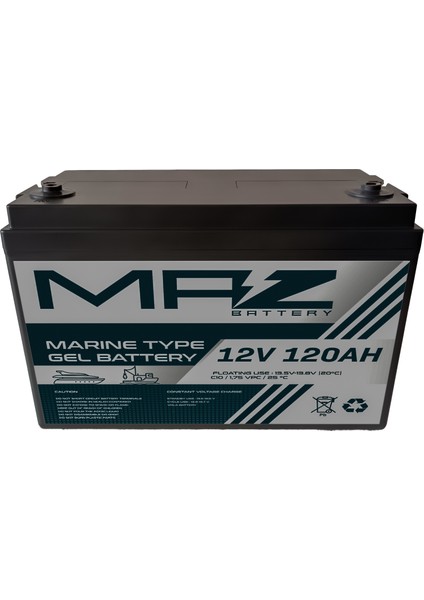 Maz Akü 12 Volt 120 Amper Marine Jel Akü 12V 120AH (Yeni Üretim)