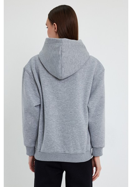 Gri Hoodie, Oversize Hoodie, Kadın Hoodie, Kanguru Cepli Kapüşonlu fırsatları