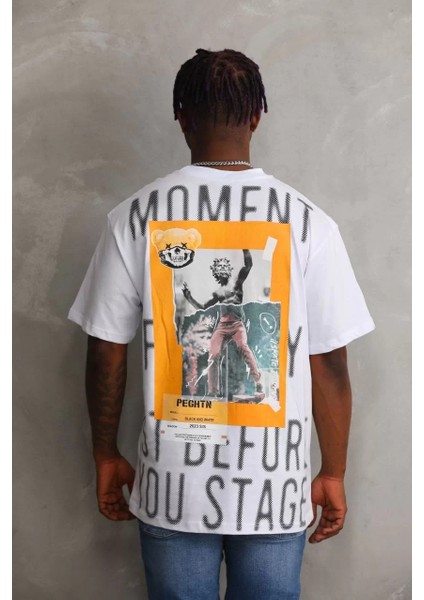Unisex Baskılı Oversize T-Shirt - Beyaz fiyatları