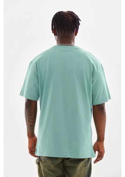 Unisex Baskılı Oversize T-Shirt - Mint Yeşili fiyatları