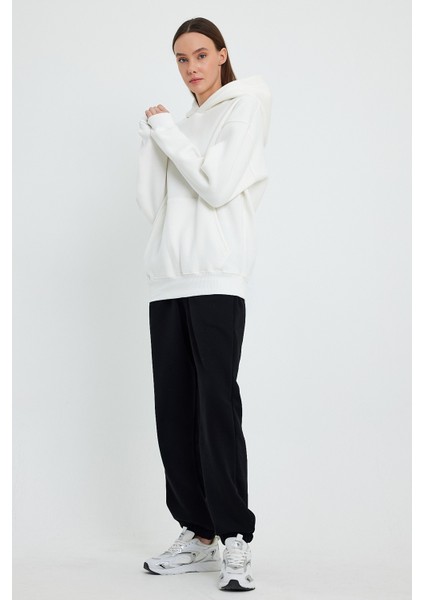 Beyaz Hoodie, Oversize Hoodie, Kadın Hoodie, Kanguru Cepli Kapüşonlu modelleri