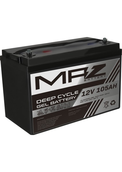 12 Volt 105 Amper Deep Cycle Jel Akü 12V105AH Yeni Üretim