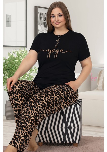 Lady Büyük Beden Kısa Kollu Uzun Pijama Takımı 10850