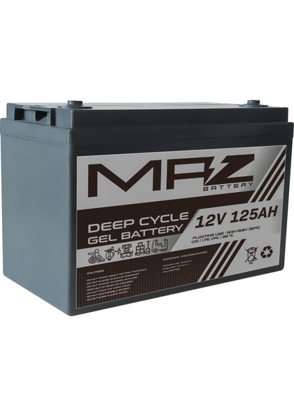 12 Volt 125 Amper Deep Cycle Jel Akü 12V 125AH Yeni Ürün