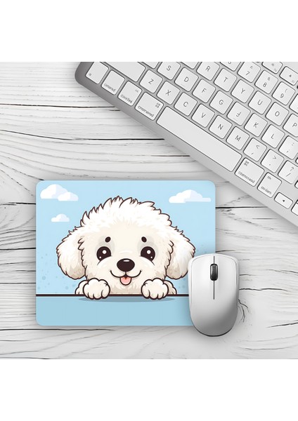 Gökyüzü Temalı Neşeli Köpek Tasarımlı Baskılı Kaydırmaz Taban 18X22 cm Mouse Pad