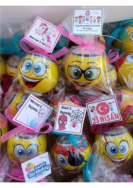 6'lı Çimoji Yuvarlak Emojili Figürlü Çim Adamlar Okul ve Okul Öncesi Hediyelik Çimadam