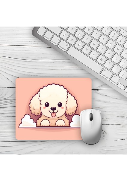 Kıvırcık Saçlı Köpek Tasarımlı Baskılı Kaydırmaz Taban 18X22 cm Mouse Pad