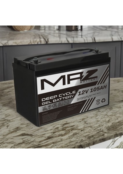 12 Volt 105 Amper Deep Cycle Jel Akü 12V 105AH Yeni Ürün